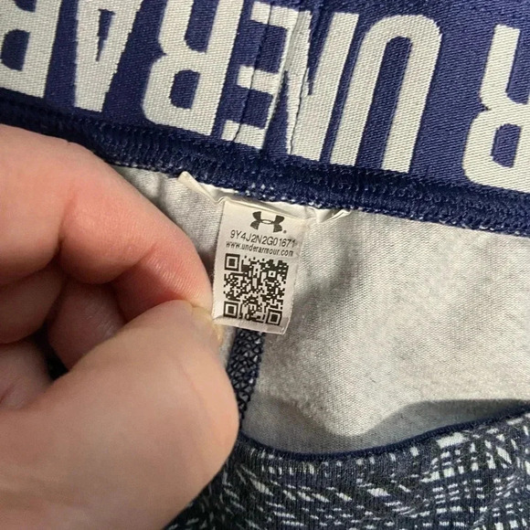 Under Armour Charged Leggings Blue SpellOut Women's (L ) Running Yoga Athleisure - Picture 13 of 14